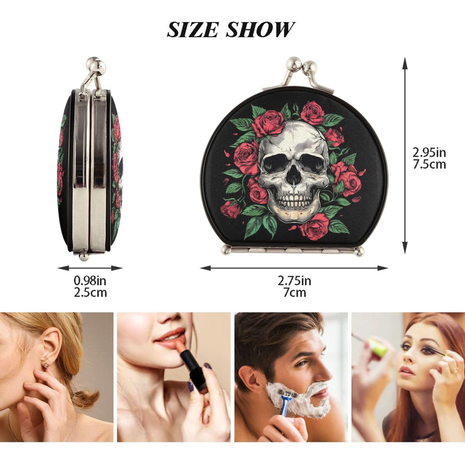 Amazon.com: Sletend Makeup Mirror Gothic Skull Flowers Compact